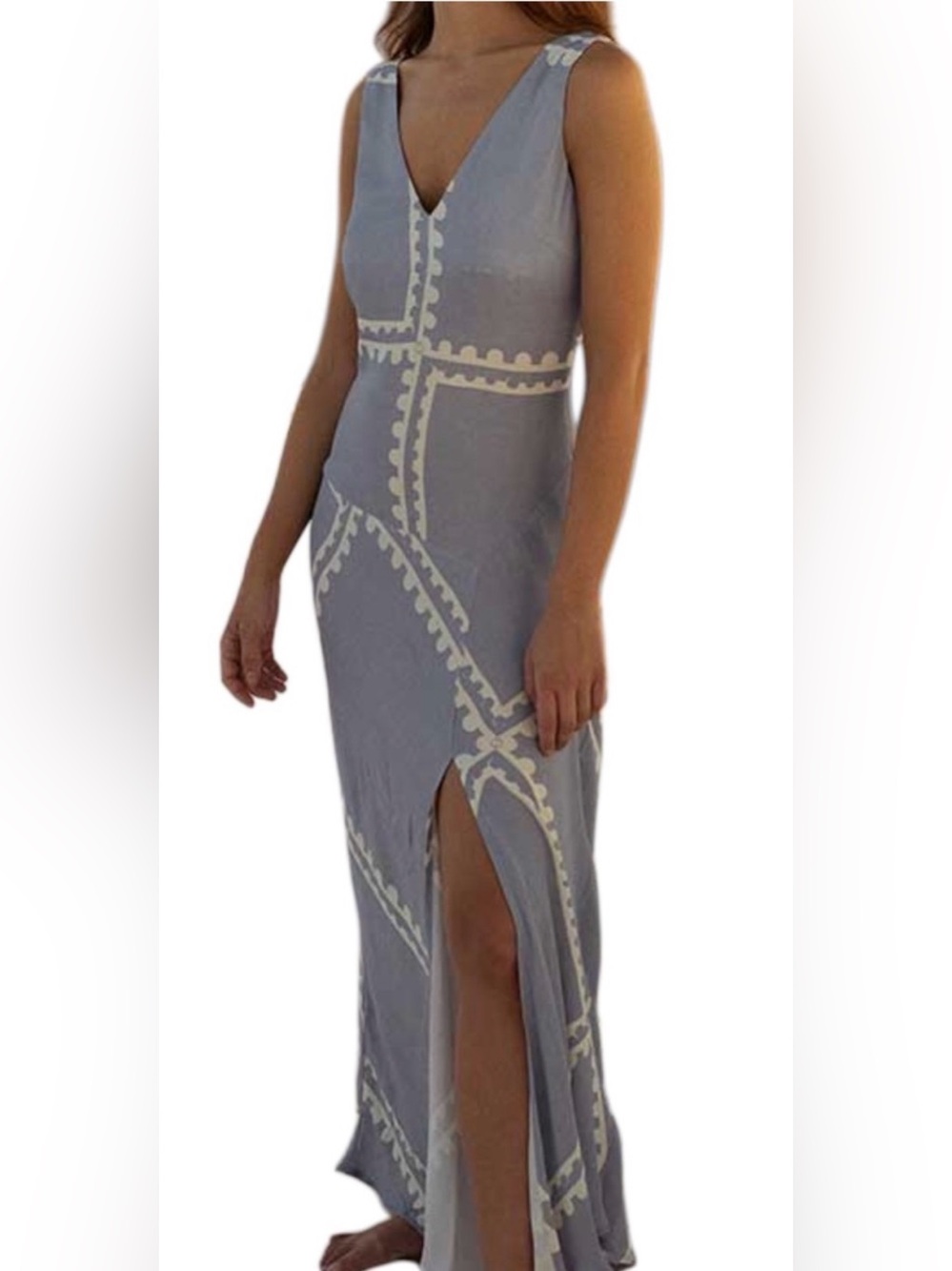 NWT Mon Renn "Serape" blue and white midi dress sz M/10
